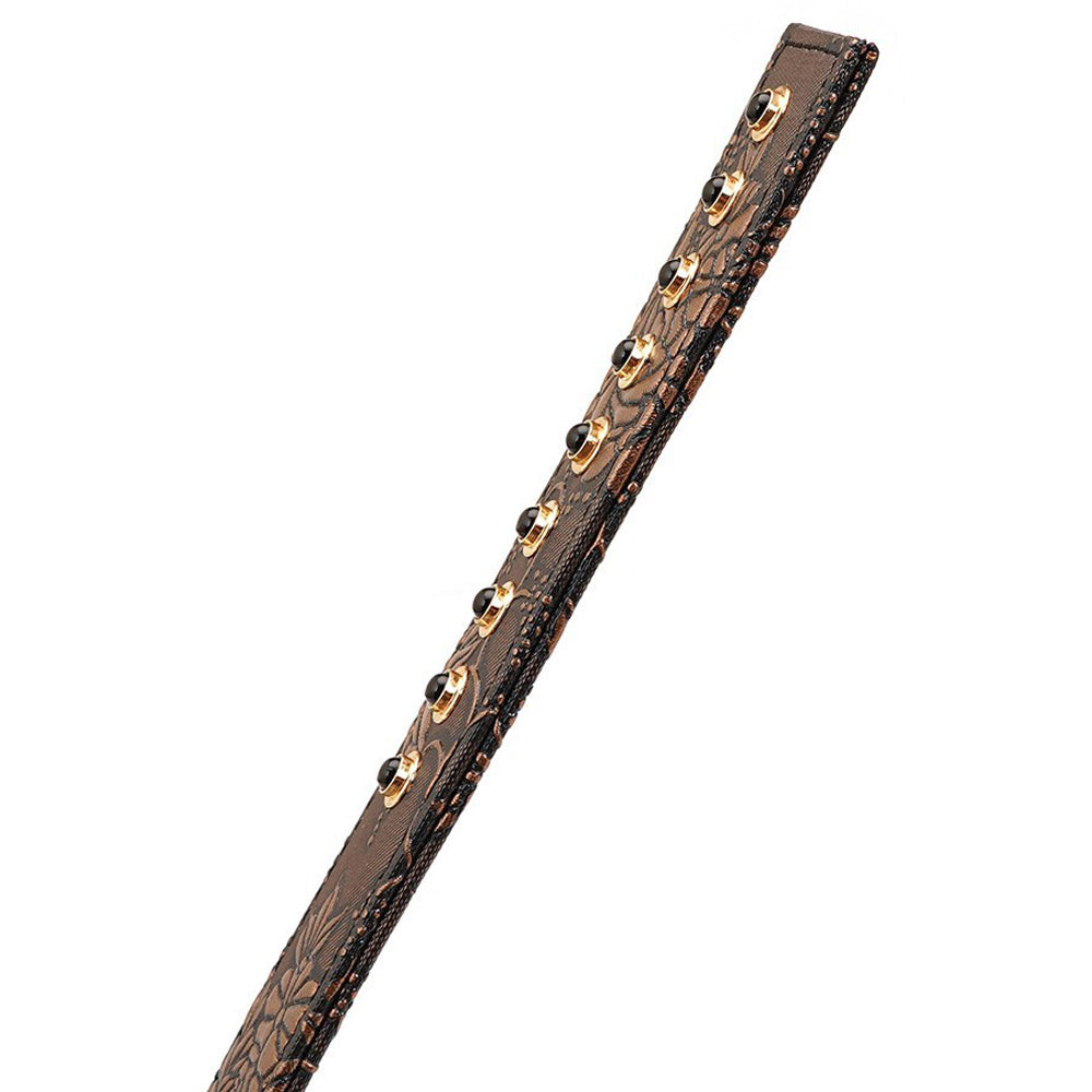 Spartacus Paddle Brown Pu Floral Print With Gems