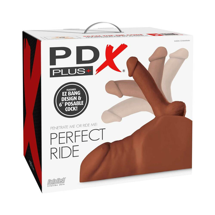 PDX Plus Perfect Ride Life-Size Dildo And Masturbator Brown