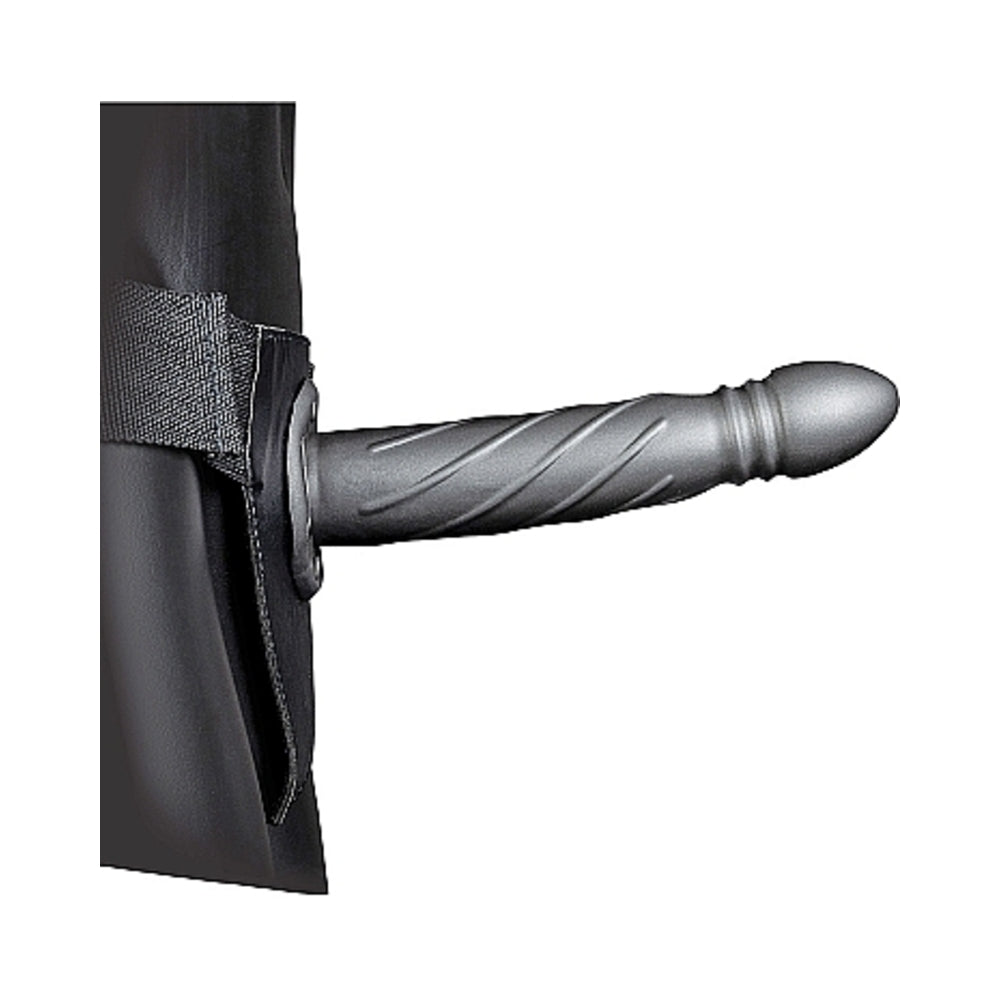 Ouch! Twisted Hollow Strap-On 8 In. Gunmetal Gray