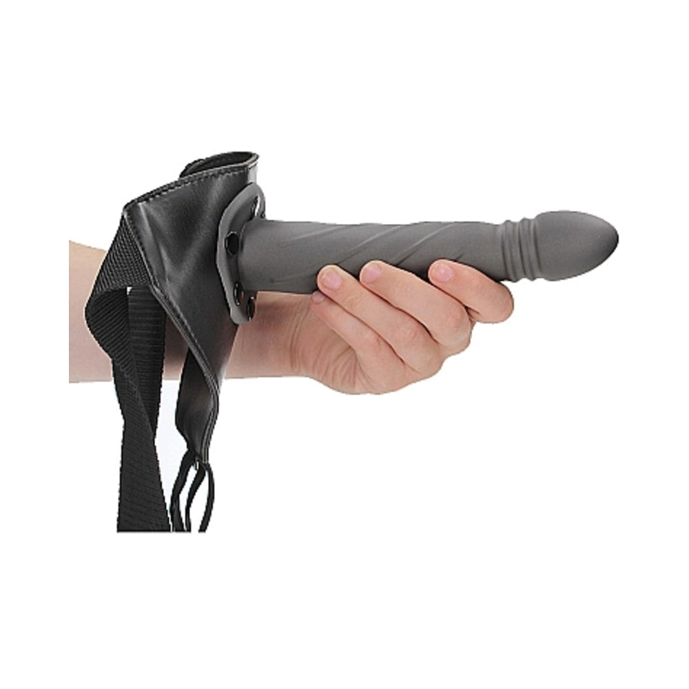 Ouch! Twisted Hollow Strap-On 8 In. Gunmetal Gray