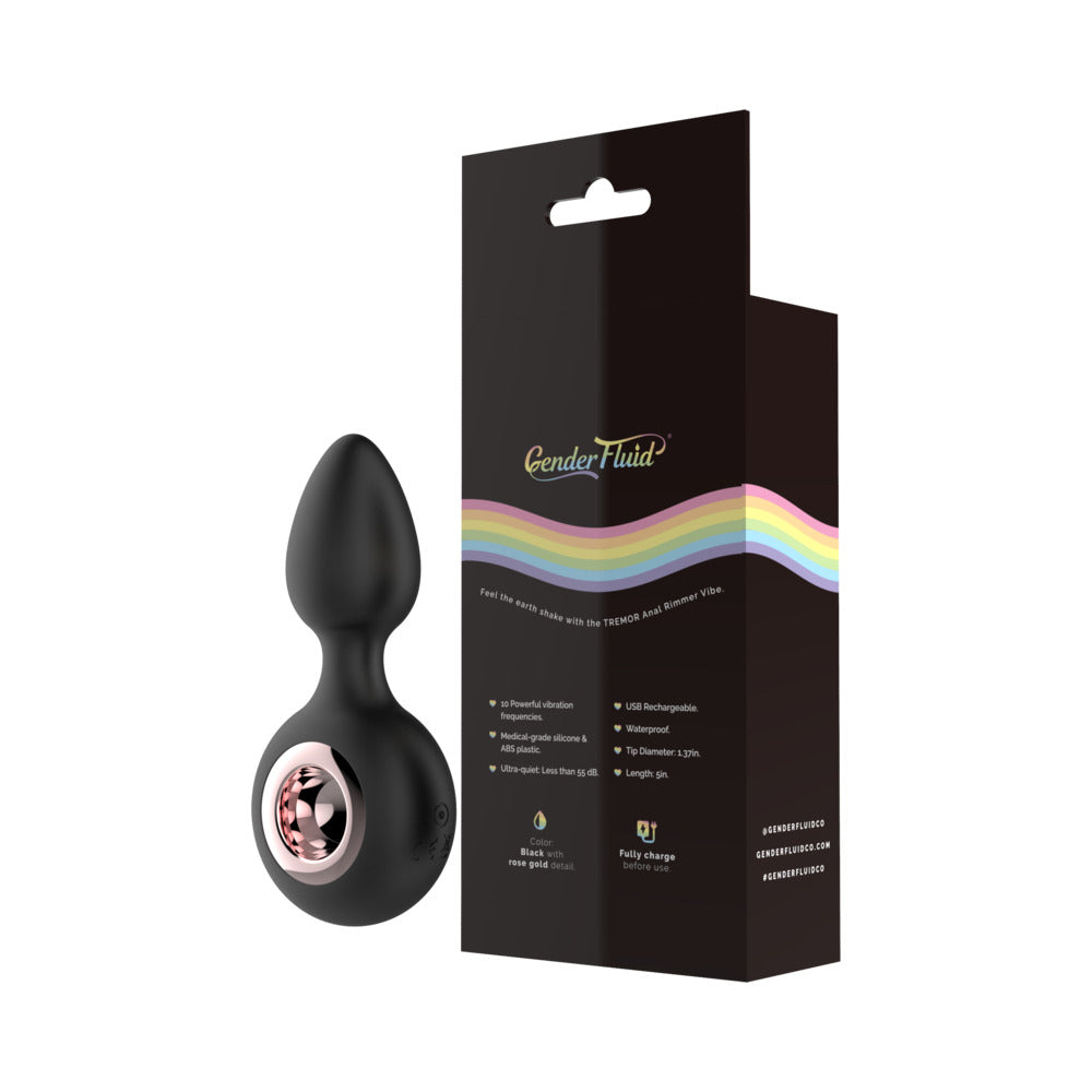 Gender Fluid Tremor Ring Plug Anal Vibe Silicone Black