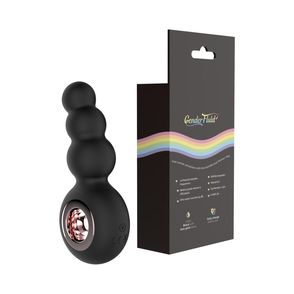 Gender Fluid Quiver Anal Ring Bead Vibe Silicone Black
