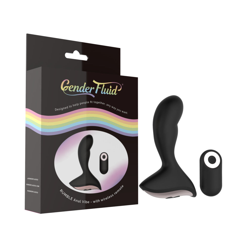 Gender Fluid Rumble Anal Vibe With Remote Silicone Black