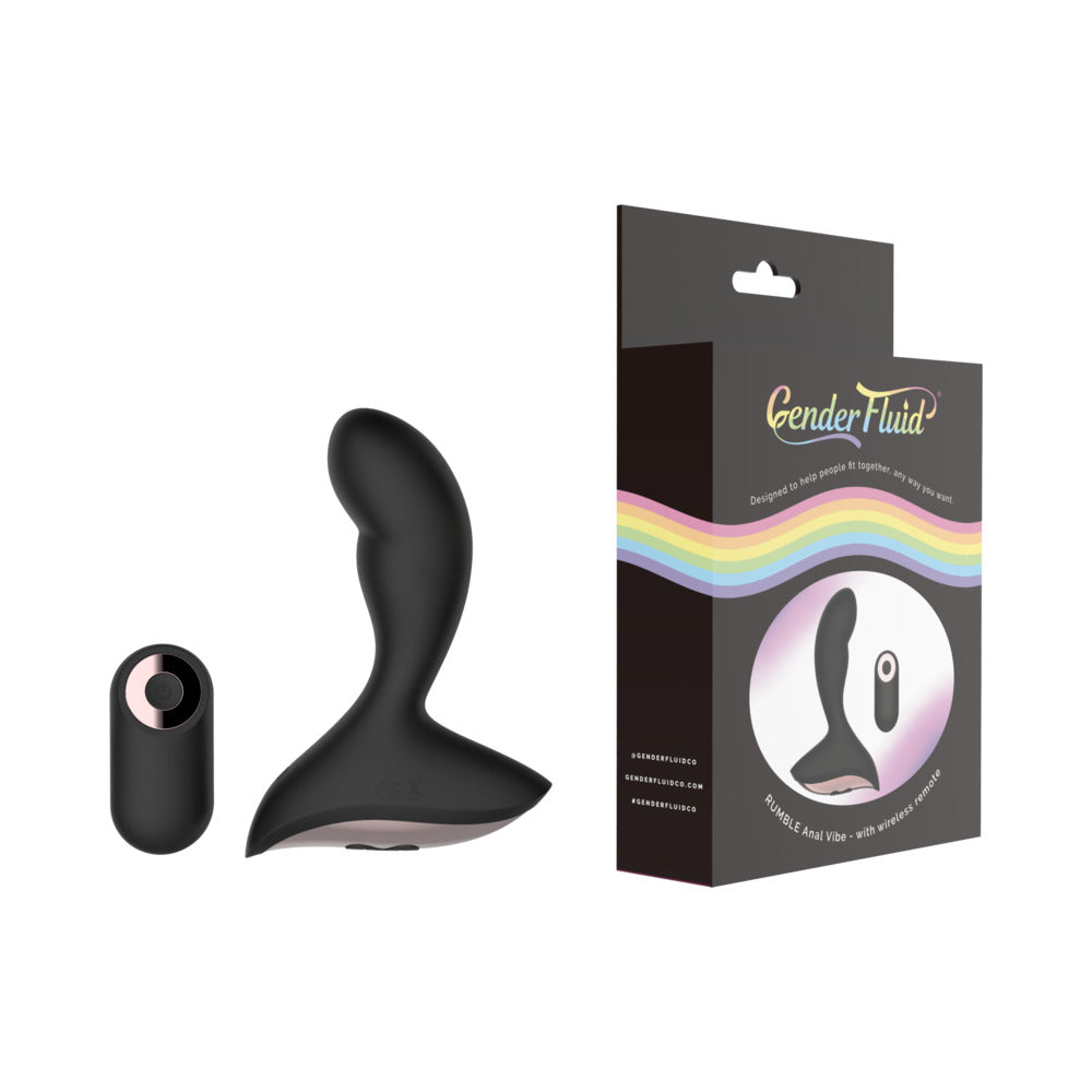 Gender Fluid Rumble Anal Vibe With Remote Silicone Black