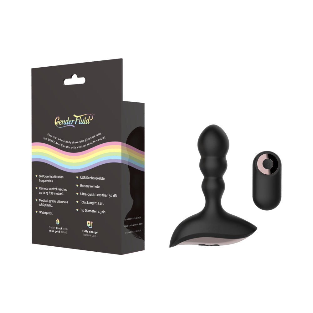 Gender Fluid Shake Anal Vibe With Remote Silicone Black