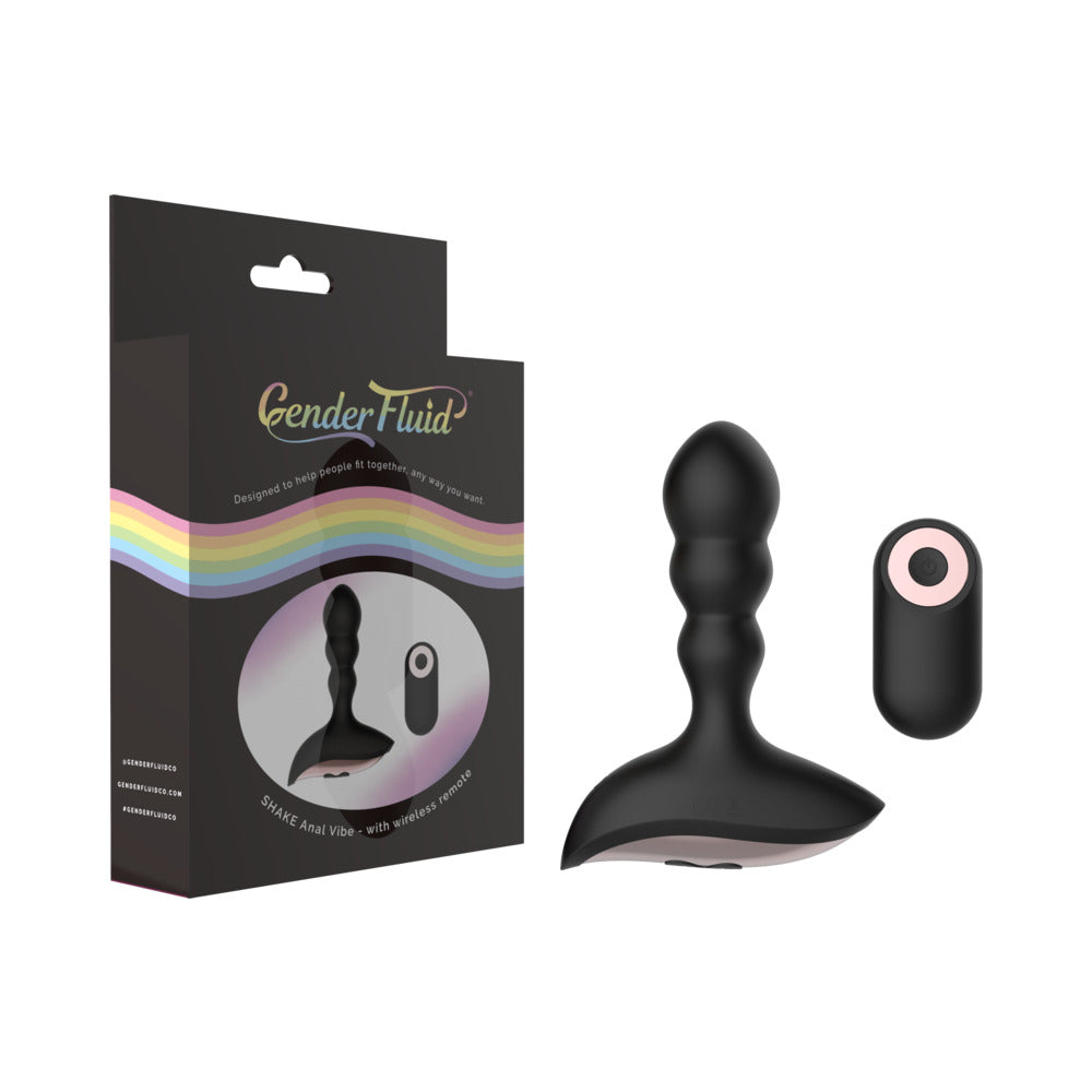 Gender Fluid Shake Anal Vibe With Remote Silicone Black