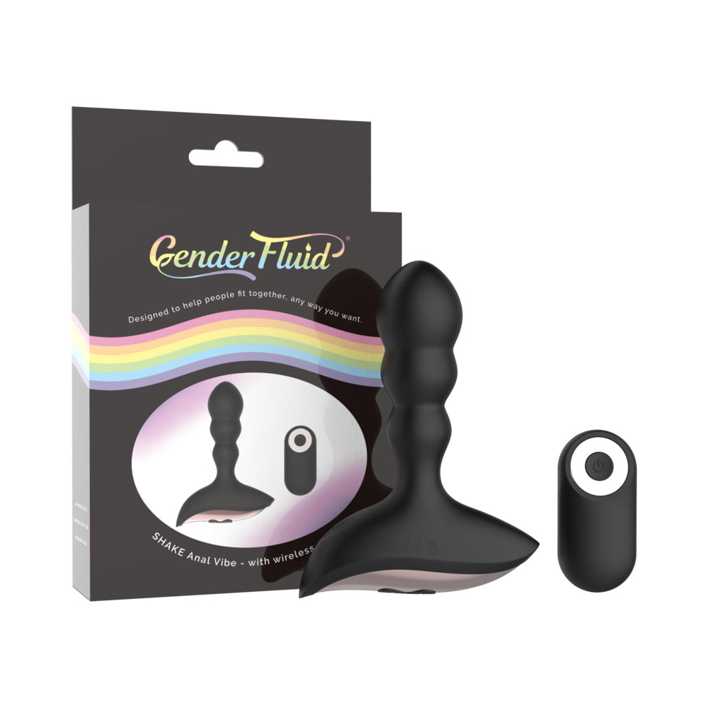 Gender Fluid Shake Anal Vibe With Remote Silicone Black