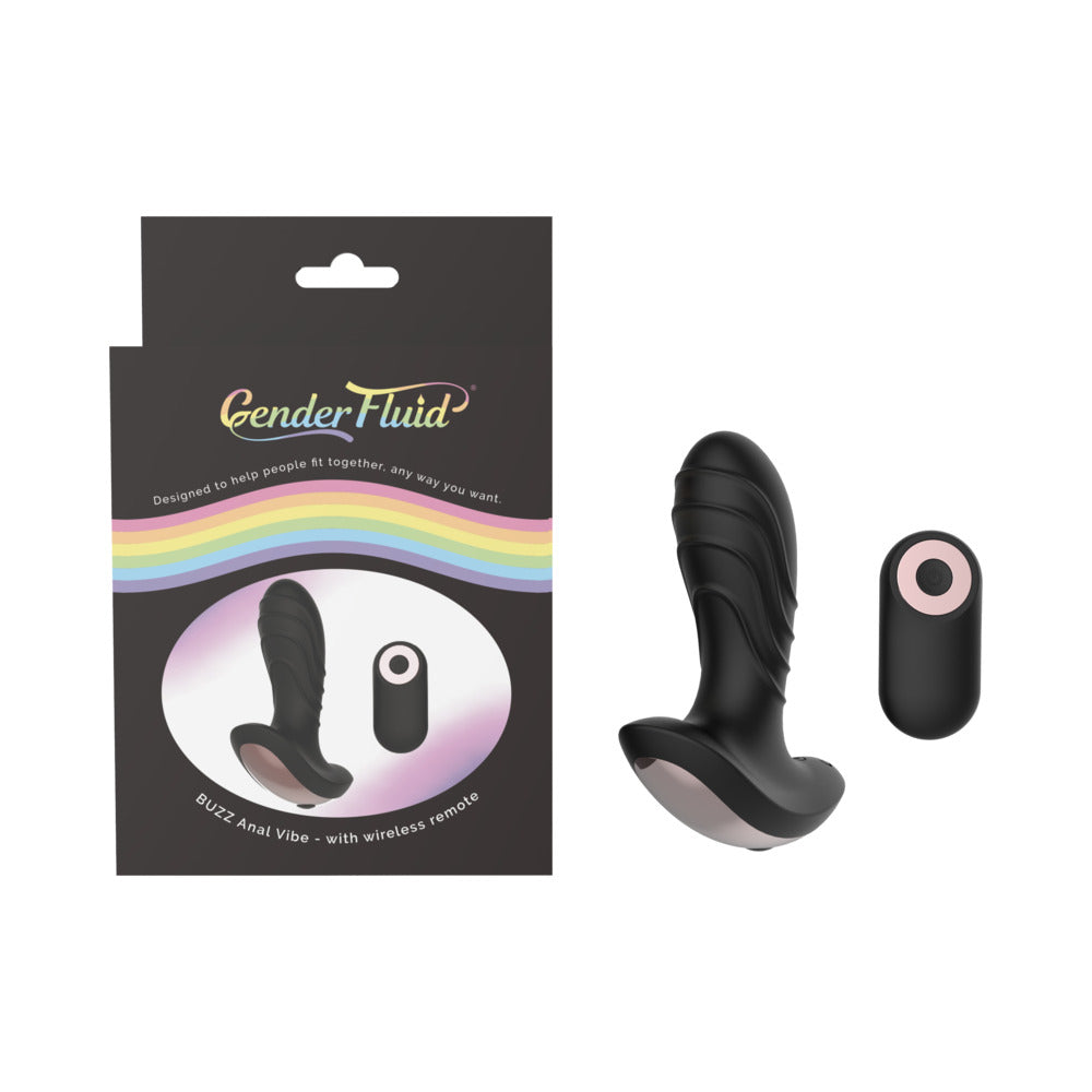 Gender Fluid Buzz Anal Vibe With Remote Silicone Black