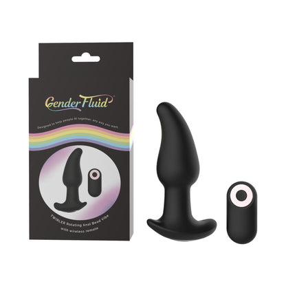 Gender Fluid Twirler Anal Vibe With Remote Silicone Black