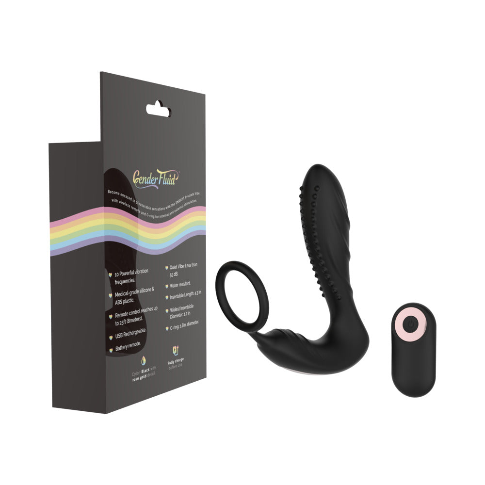 Gender Fluid Enrapt Prostate Vibe With Remote Silicone Black