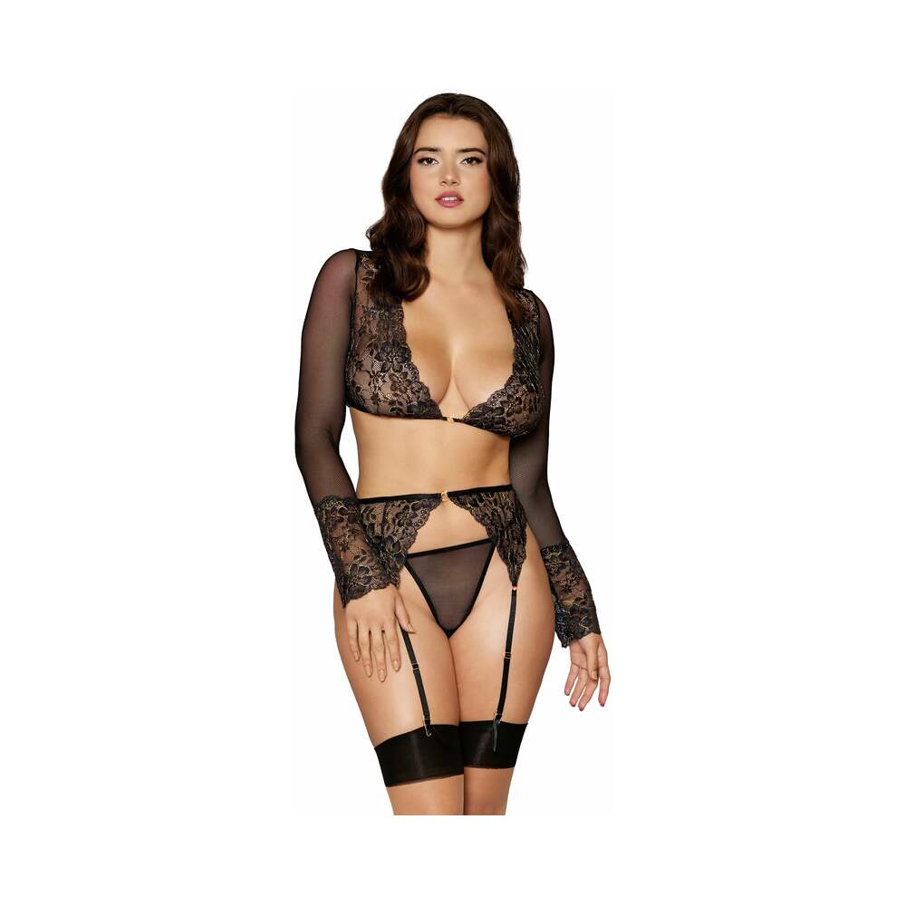 Dreamgirl Bralette Garter Belt G-String Black XL