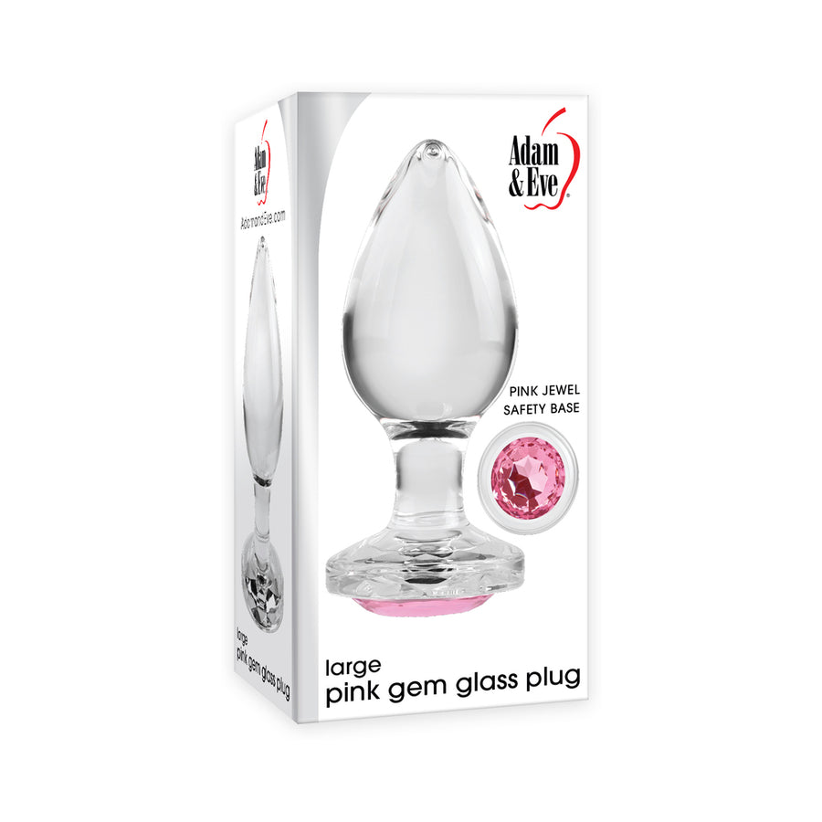 Adam &amp; Eve Pink Gem Glass Plug - Large