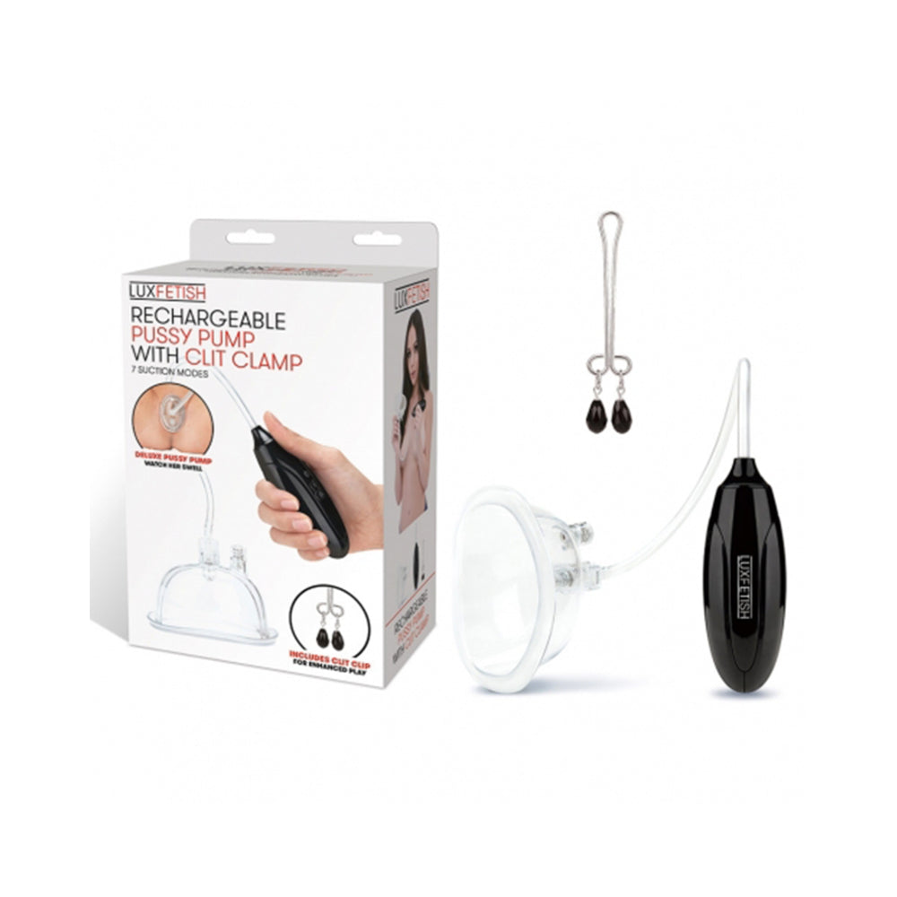 Lux Fetish Rechargeable Pussy Pump With Clit Clip