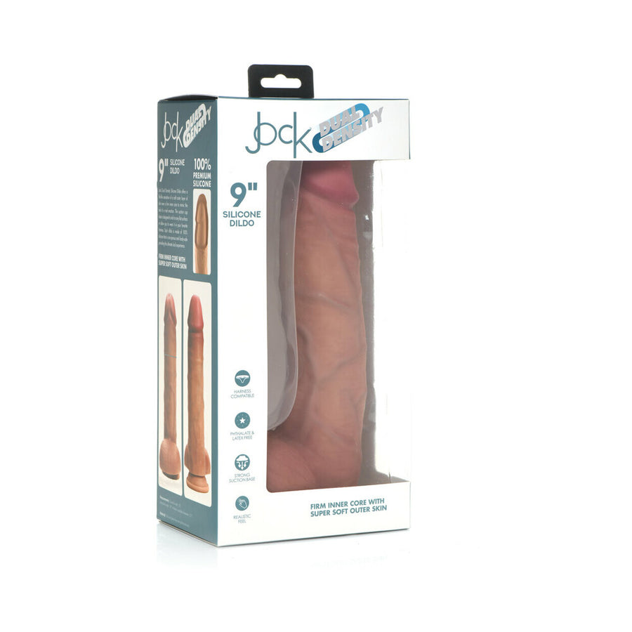 Jock Dual Density Silicone Dildo With Balls 9in Light