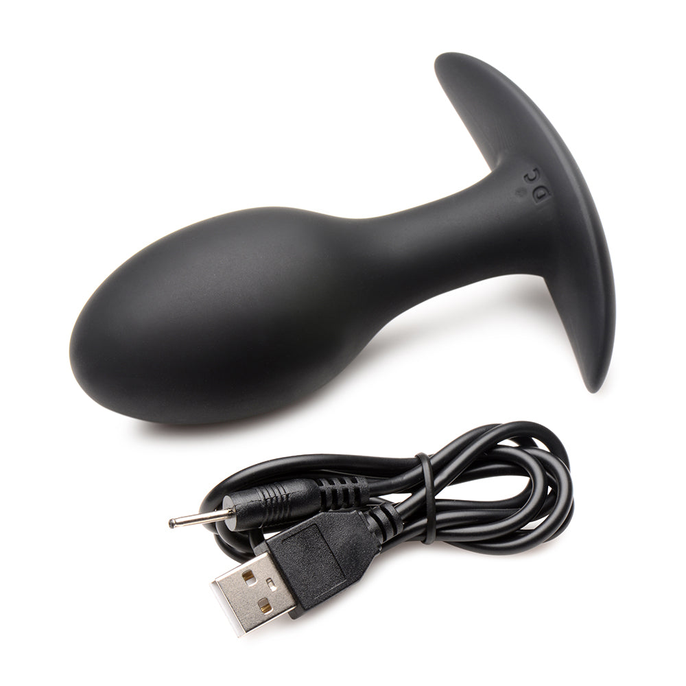 Curve Novelties Rooster Rumbler Vibrating Silicone Anal Plug Large - Black