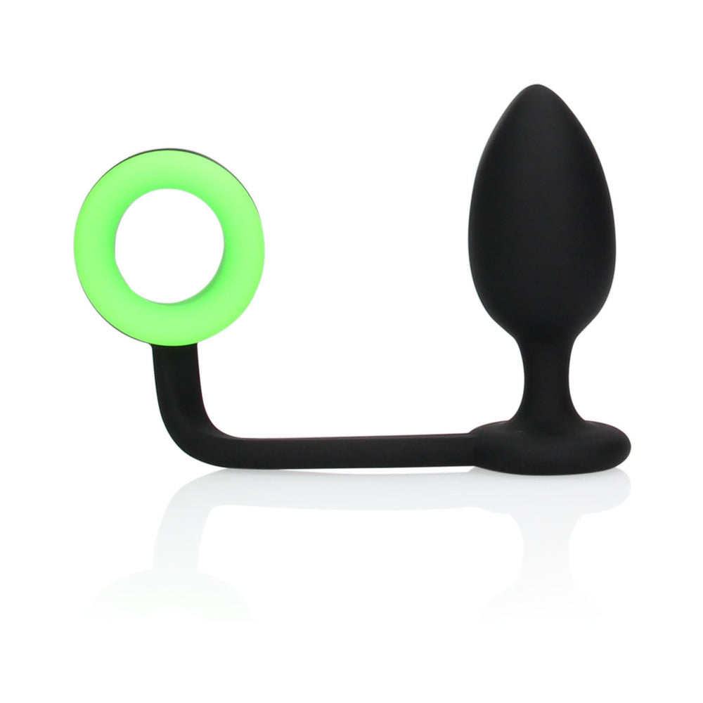 Ouch! Glow In The Dark Silicone Anal Plug With Detachable Cockring Neon Green