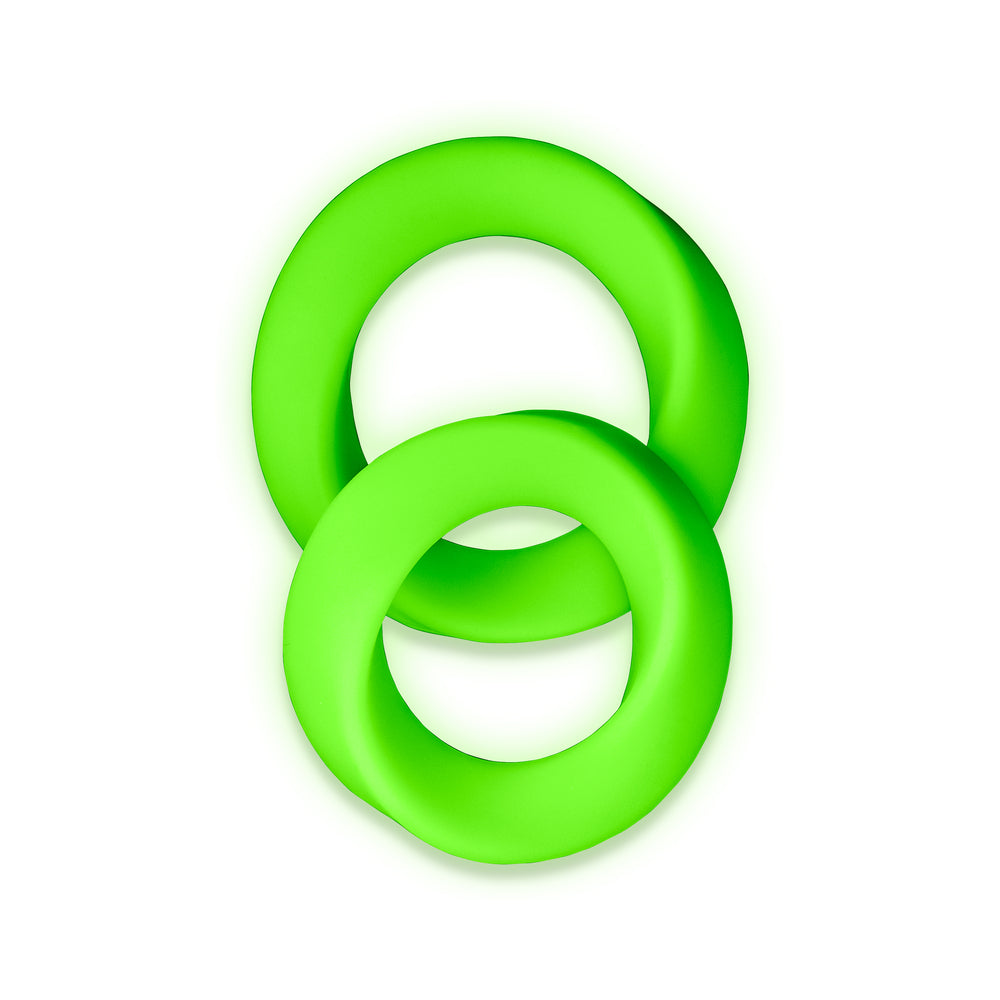 Ouch! Glow 2-Piece Cock Ring Set - Glow In The Dark - Green