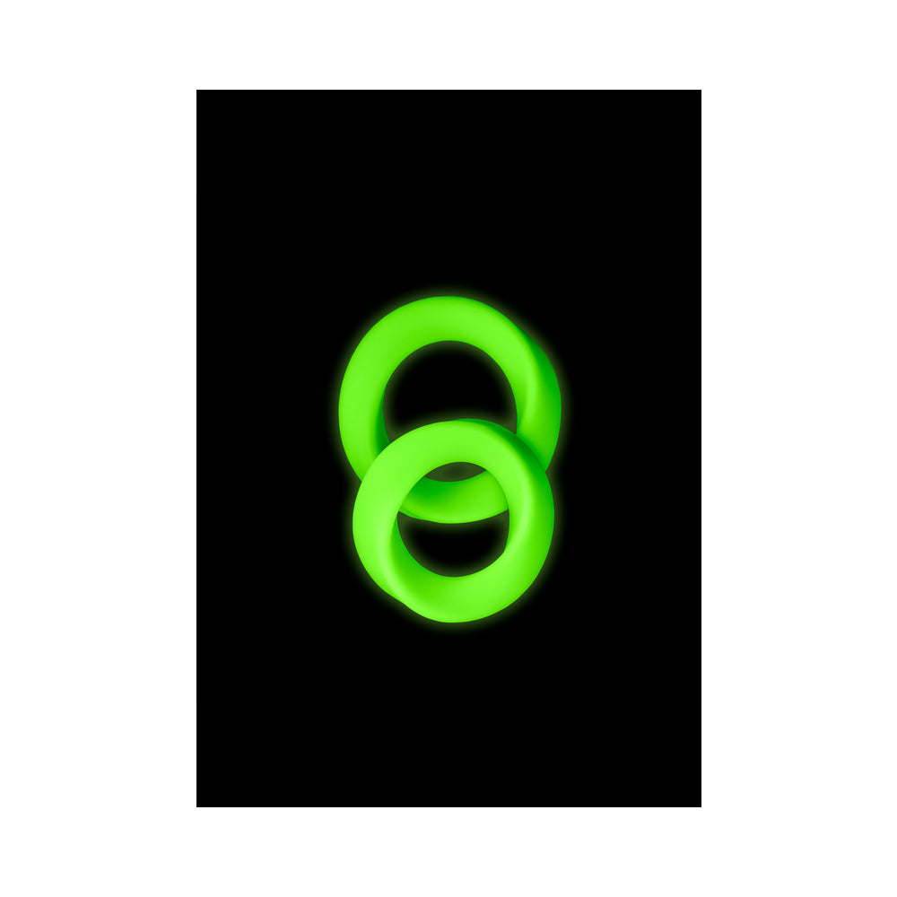 Ouch! Glow 2-Piece Cock Ring Set - Glow In The Dark - Green