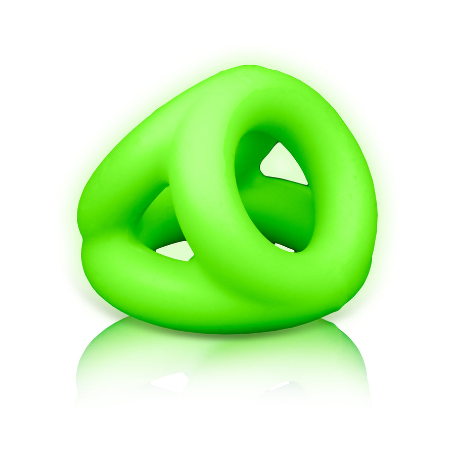 Ouch! Glow Cock Ring &amp; Ball Strap - Glow In The Dark - Green