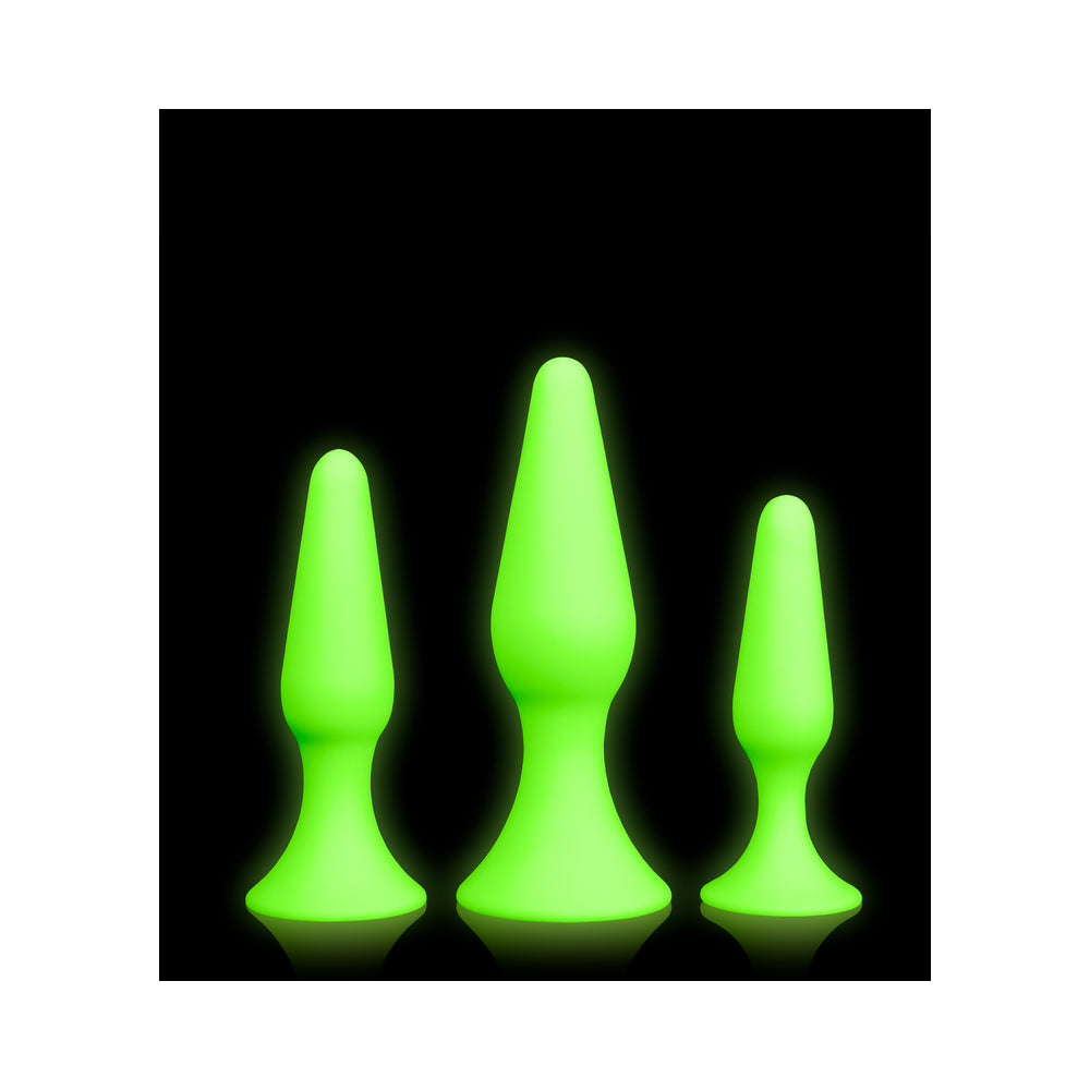 Ouch! Glow Butt Plug Set - Glow In The Dark - Green
