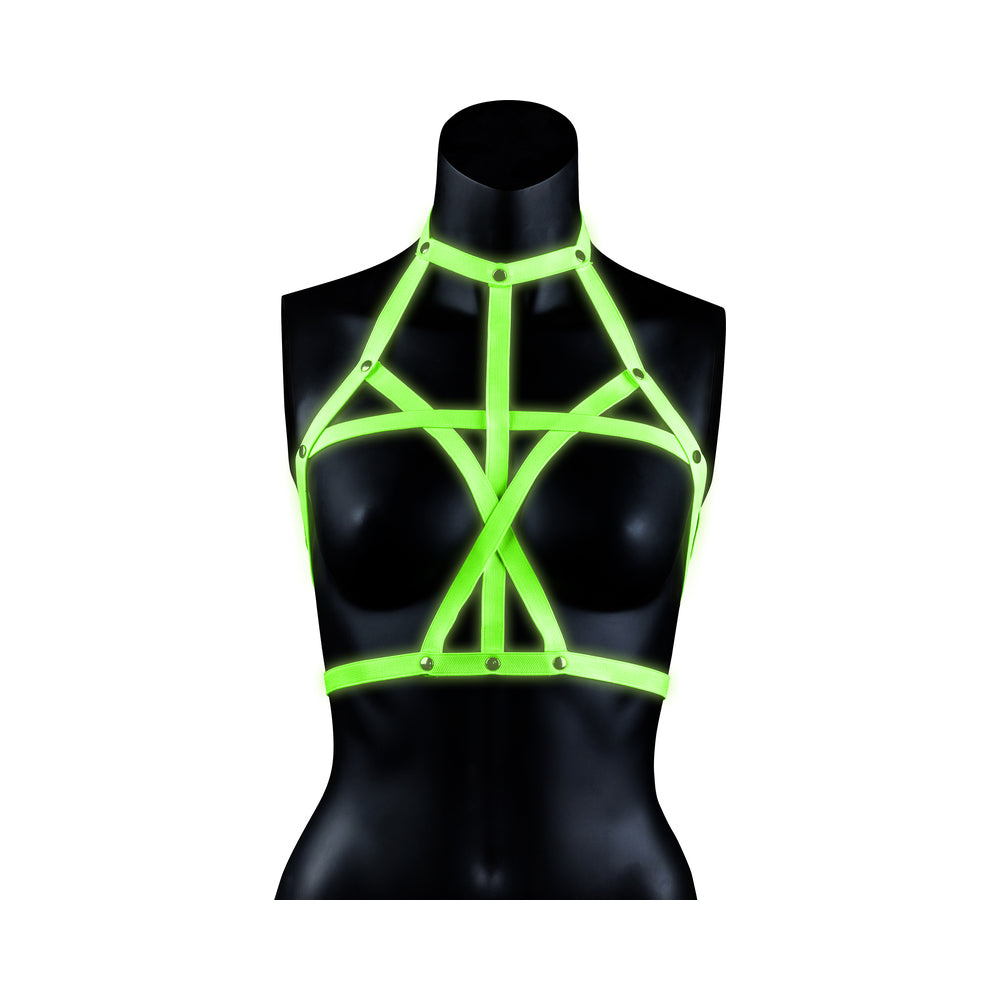 Ouch! Glow Bra Harness - Glow In The Dark - Green - S/m