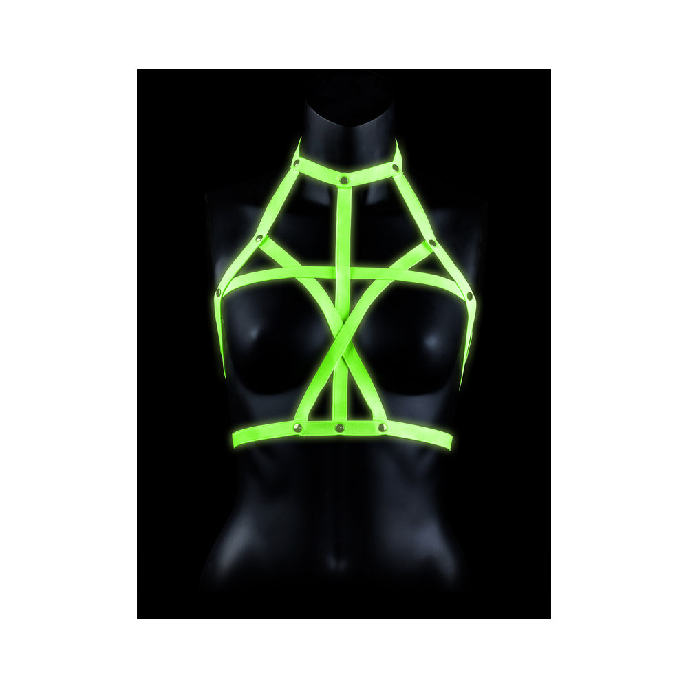 Ouch! Glow Bra Harness - Glow In The Dark - Green - S/M