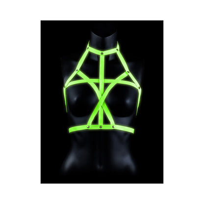 Ouch! Glow Bra Harness - Glow In The Dark - Green - S/m