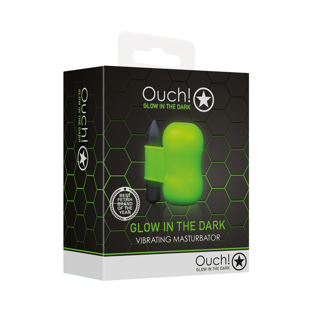 Ouch! Glow Vibrating Masturbator - Glow In The Dark - Green