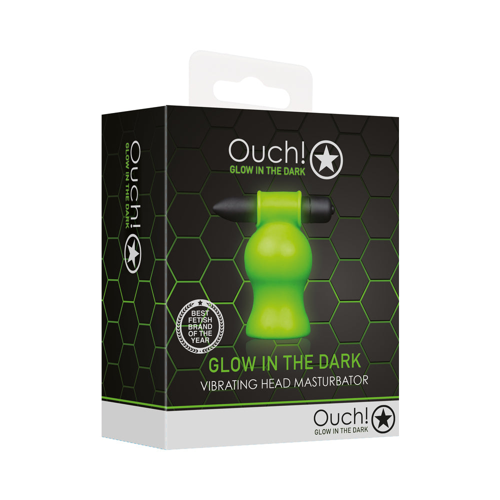 Ouch! Glow Vibrating Head Masturbator - Glow In The Dark - Green