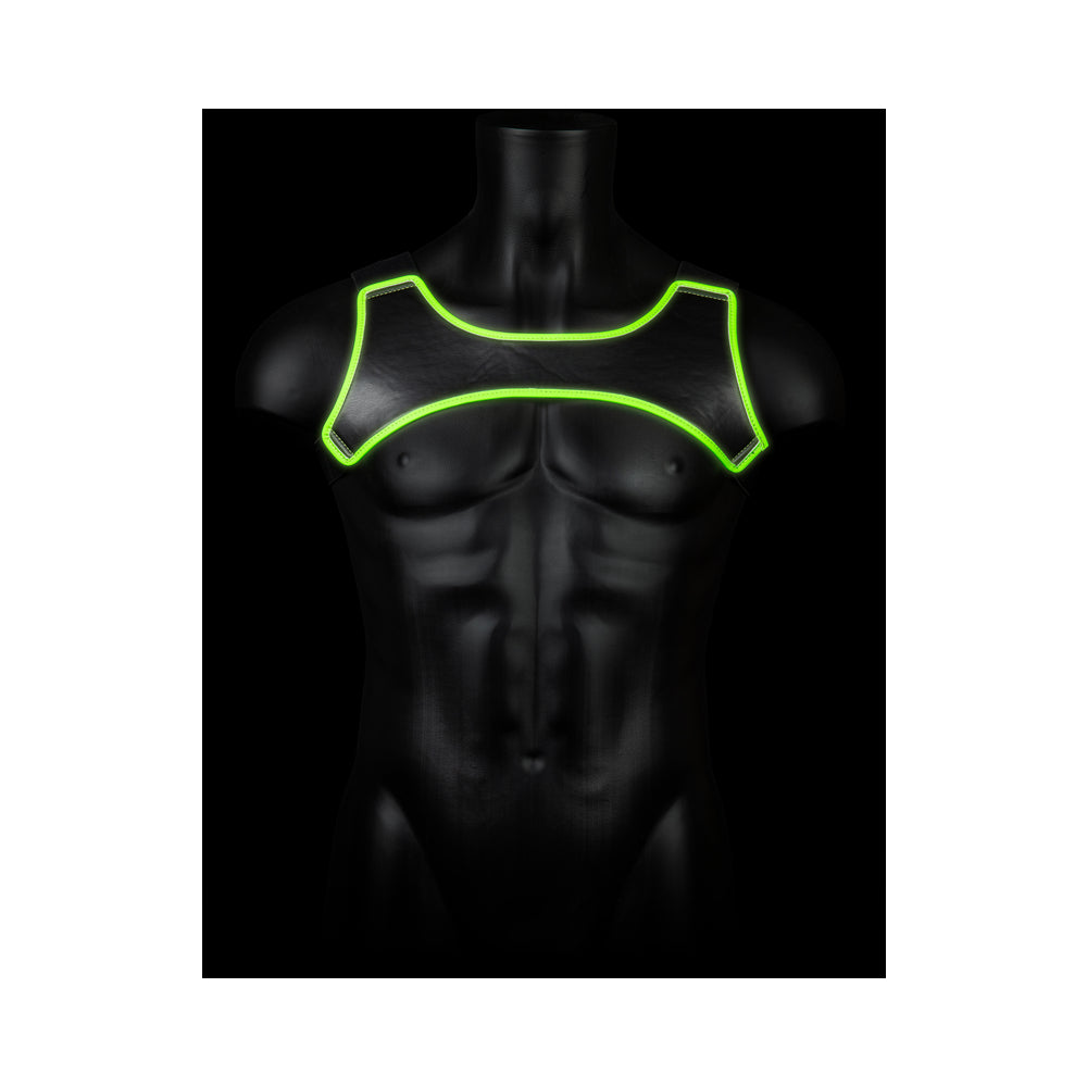 Ouch! Glow Neoprene Harness - Glow In The Dark - Green - L/xl