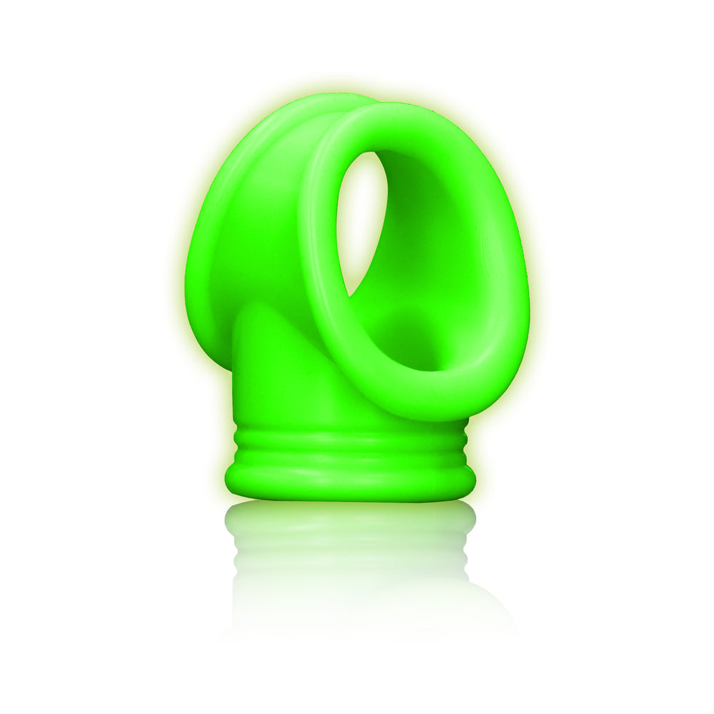 Ouch! Glow Cock Ring & Ball Strap - Glow In The Dark - Green
