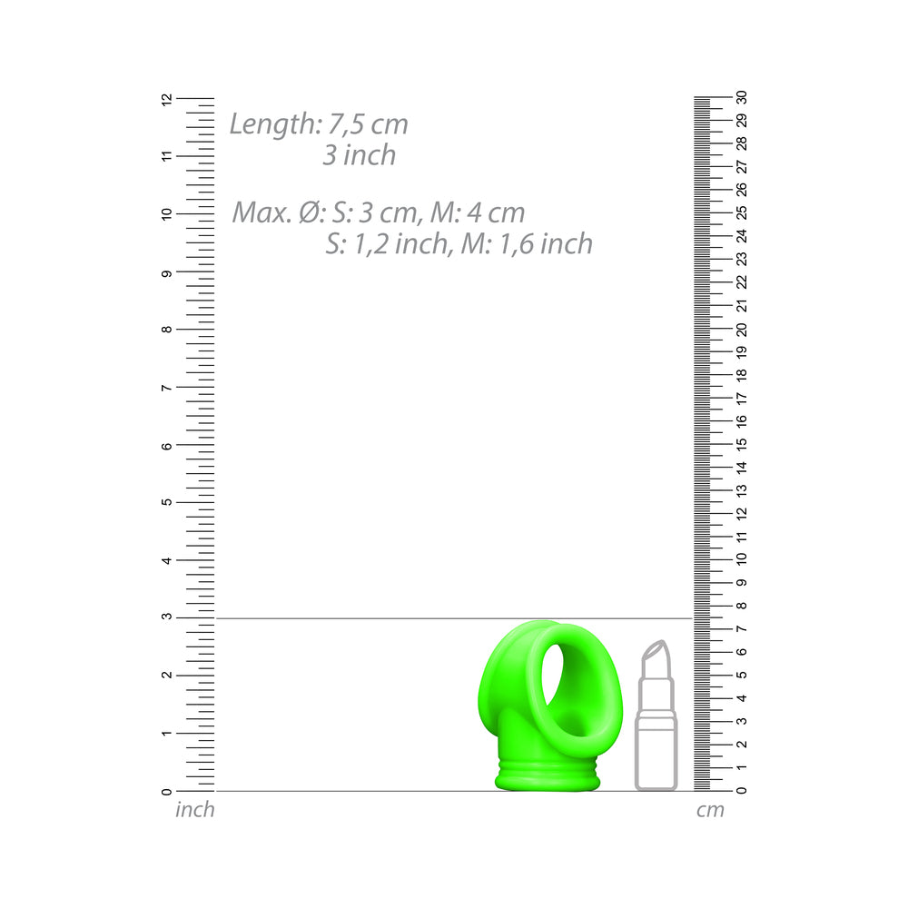Ouch! Glow Cock Ring & Ball Strap - Glow In The Dark - Green