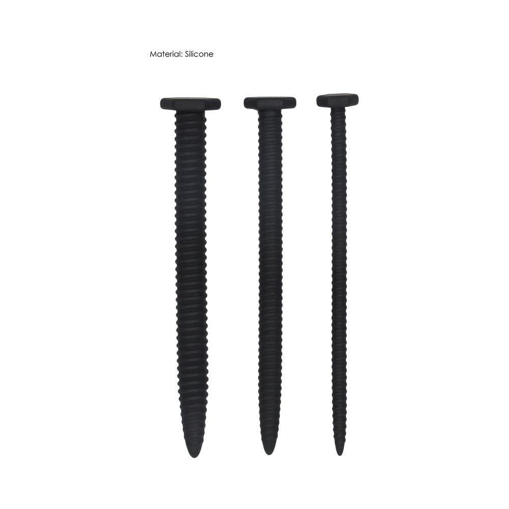 Silicone Screw Plug Set - Urethral Sounding - Black