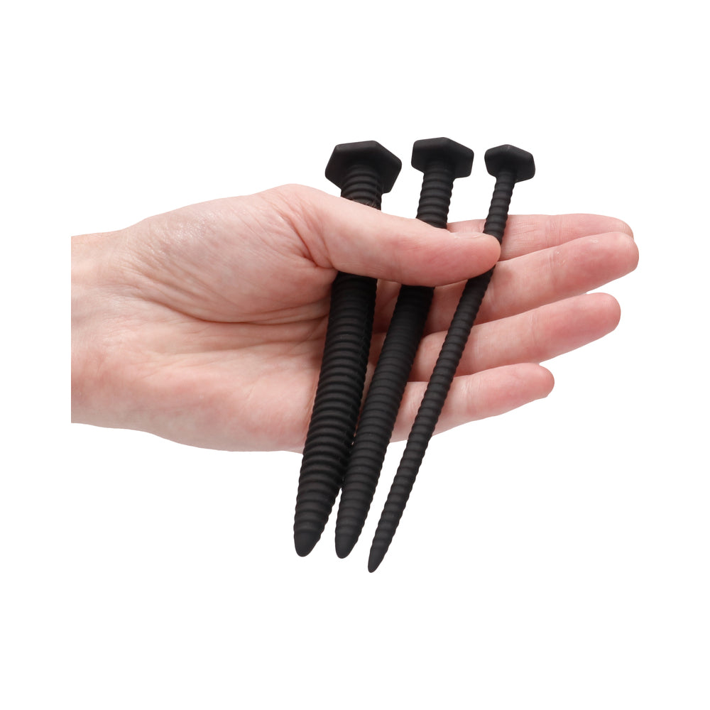 Silicone Screw Plug Set - Urethral Sounding - Black