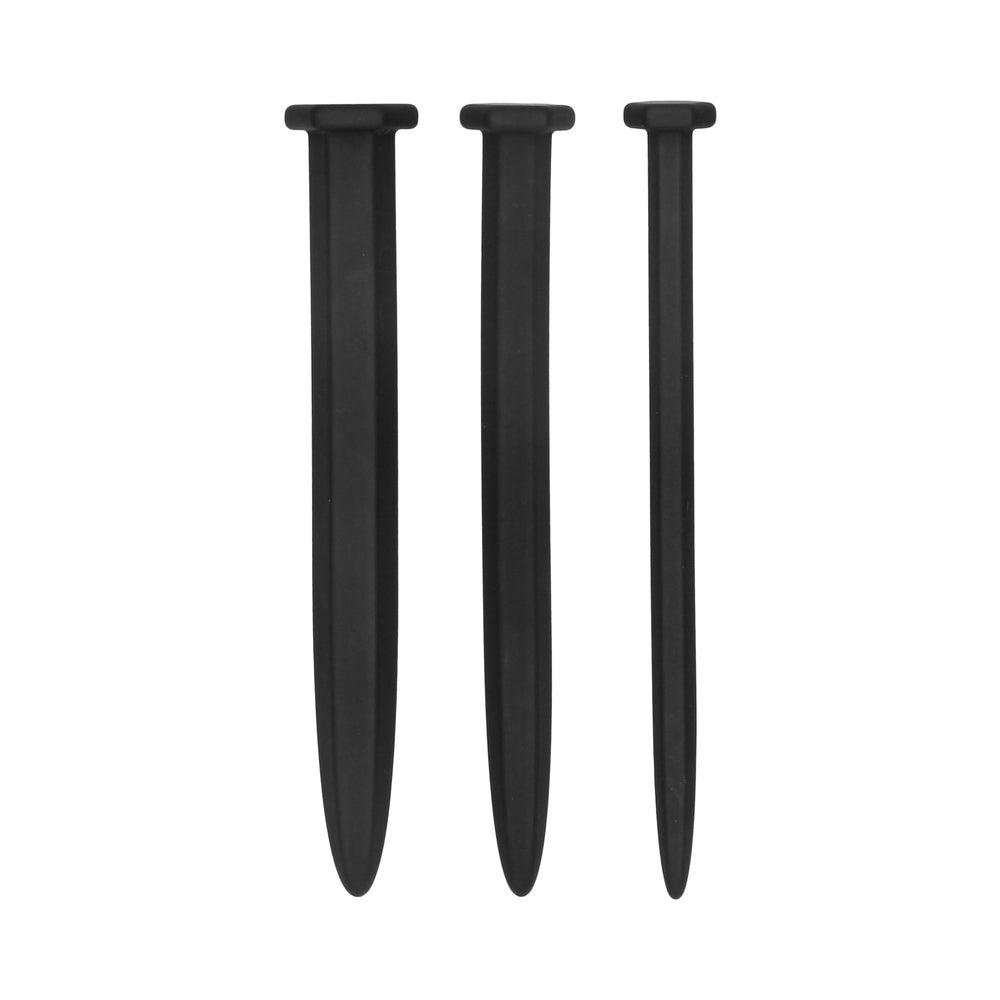 Silicone Rugged Nail Plug Set - Urethral Sounding - Black