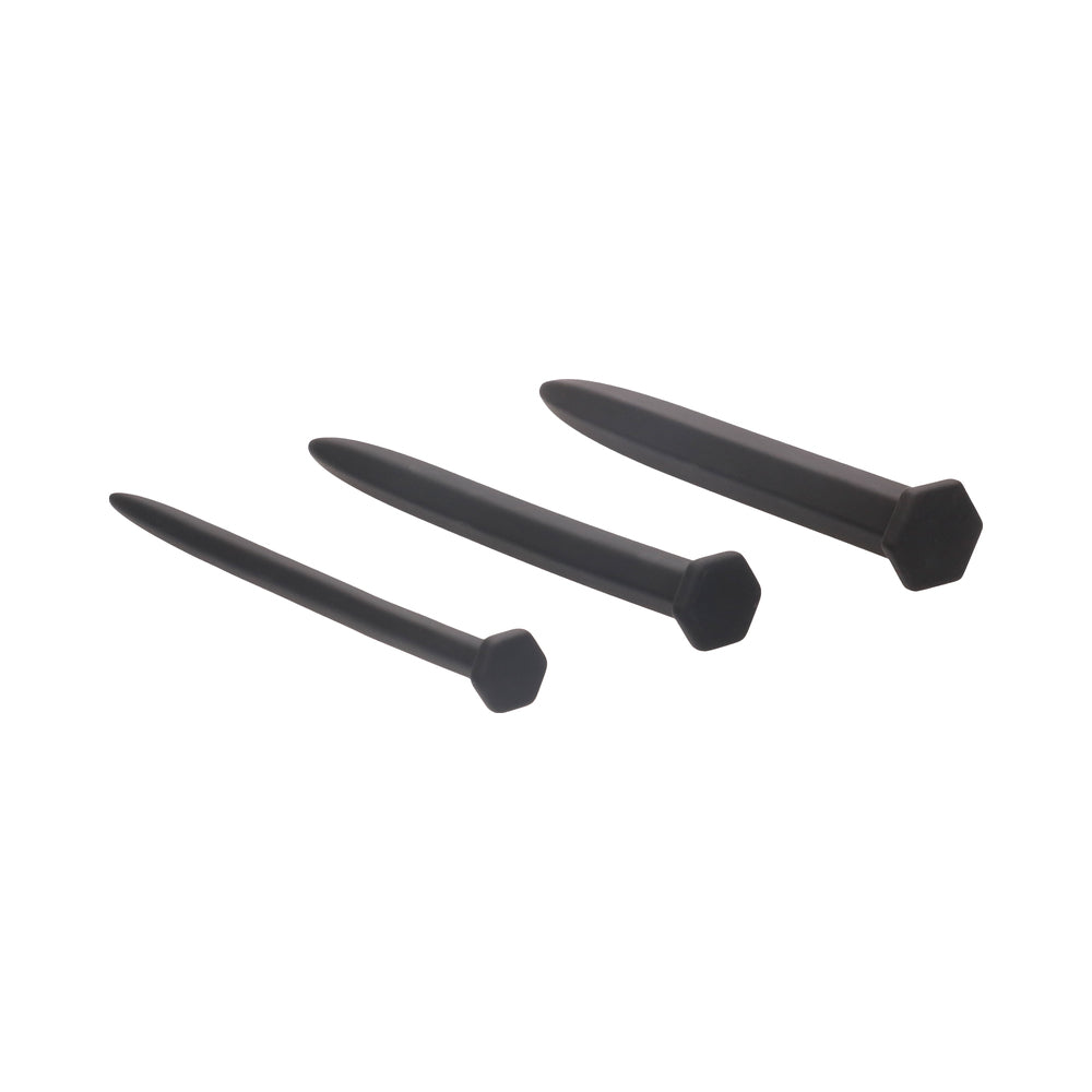 Silicone Rugged Nail Plug Set - Urethral Sounding -  Black