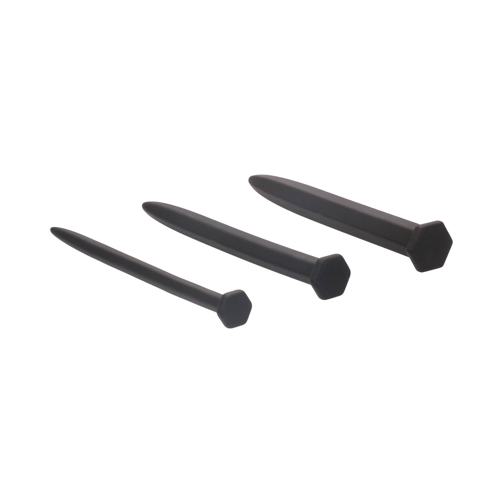 Silicone Rugged Nail Plug Set - Urethral Sounding - Black
