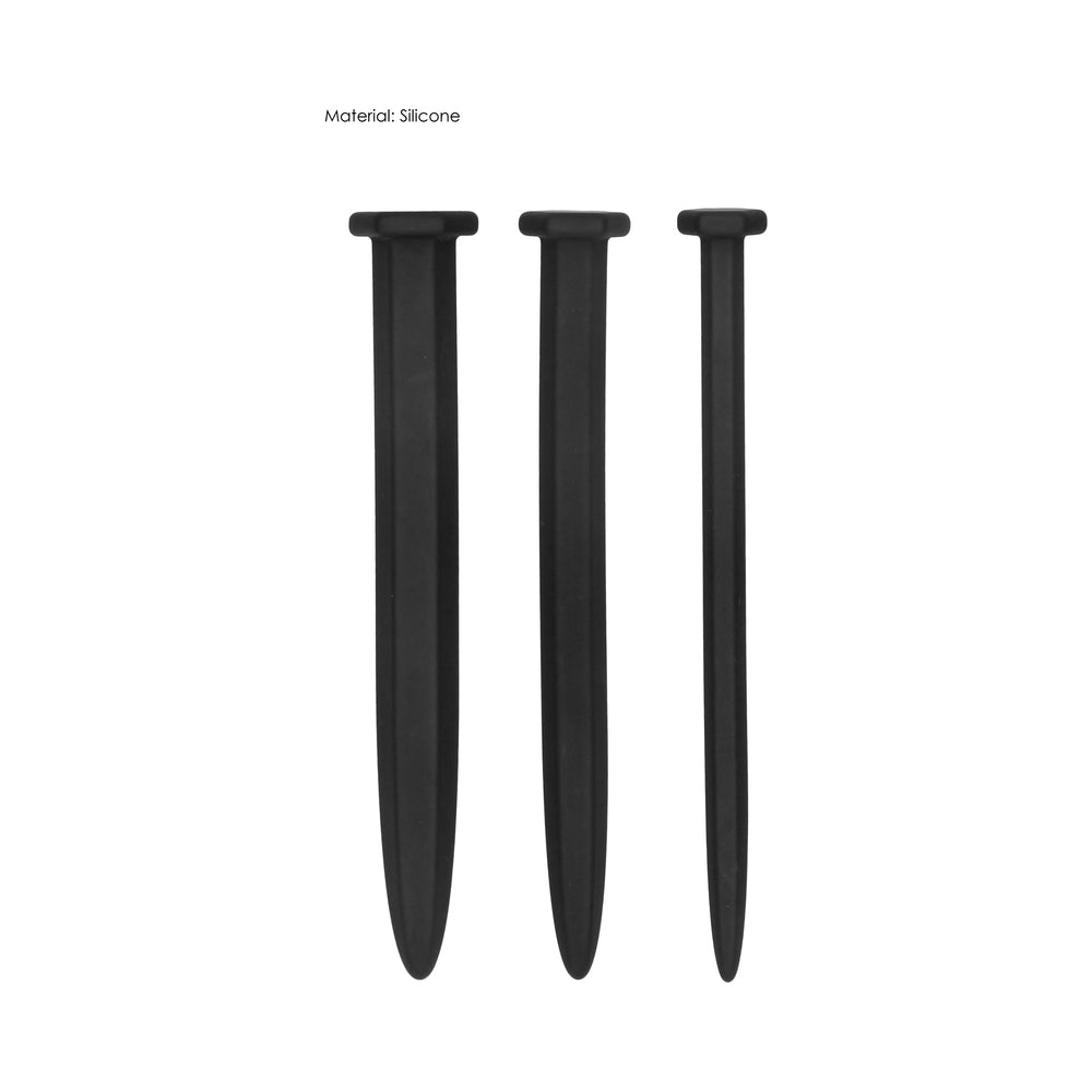 Silicone Rugged Nail Plug Set - Urethral Sounding - Black