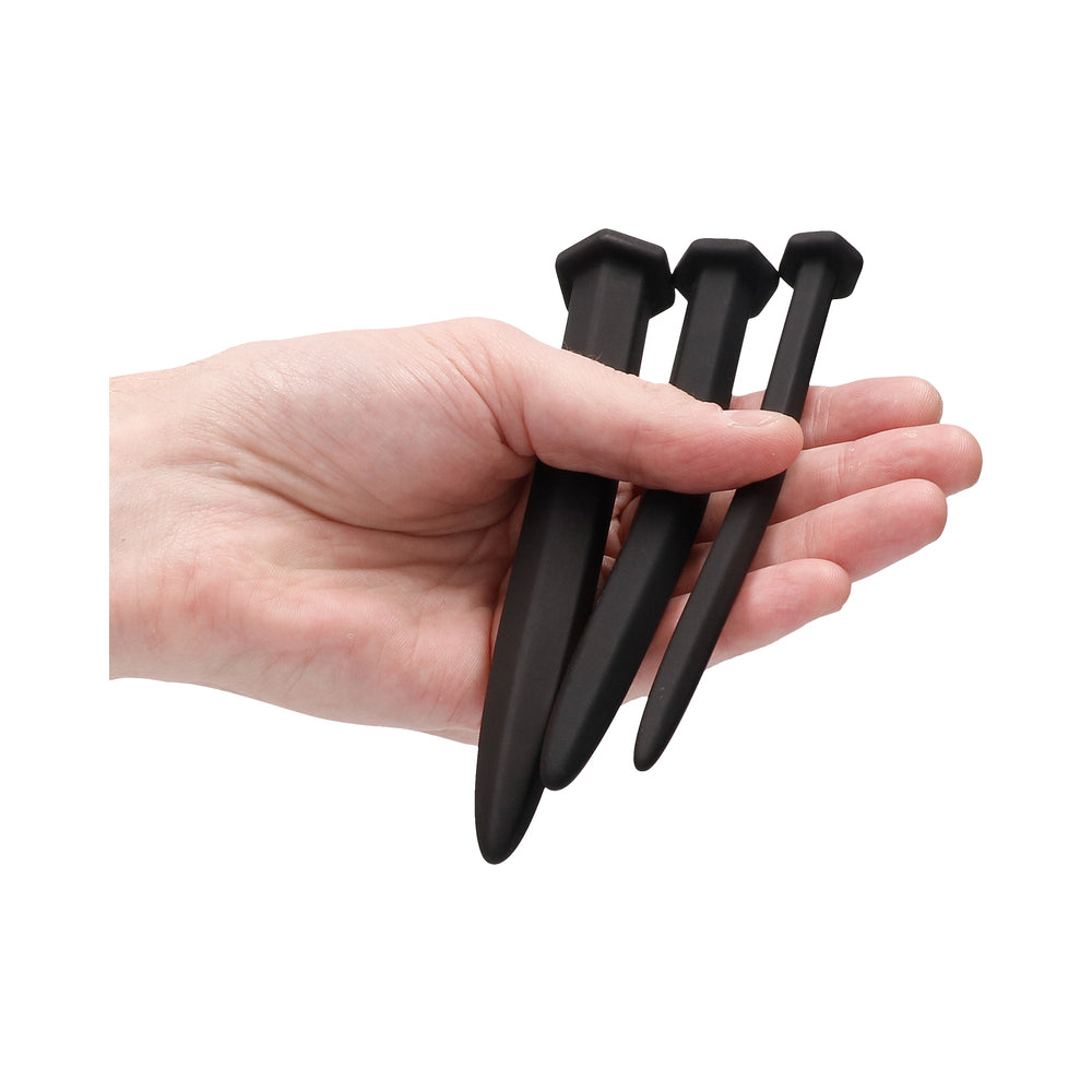 Silicone Rugged Nail Plug Set - Urethral Sounding - Black