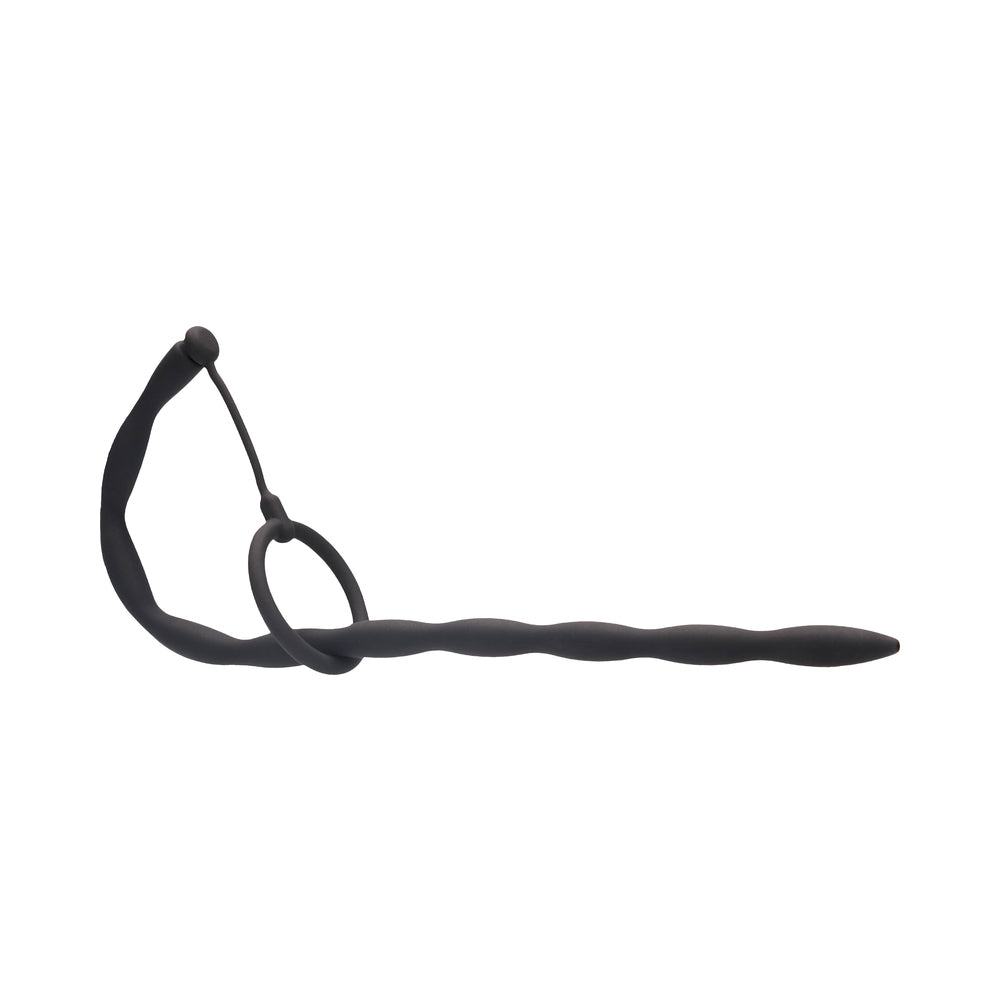 Silicone Plug & Cock Ring Set - Urethral Sounding - Black