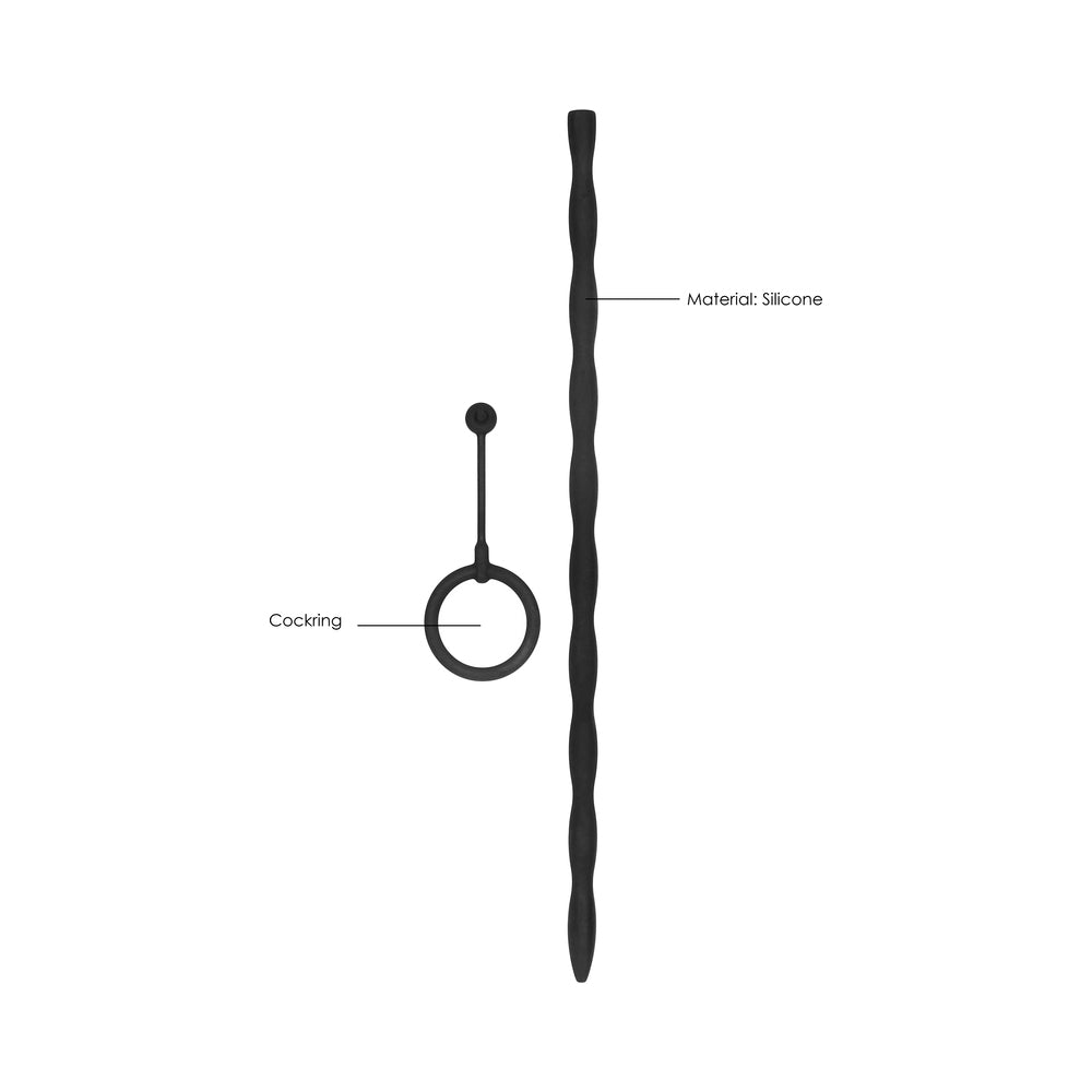 Silicone Plug & Cock Ring Set - Urethral Sounding - Black