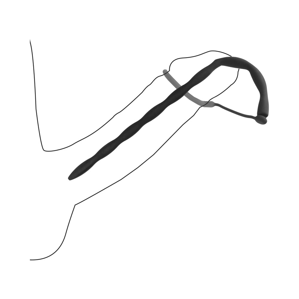 Silicone Plug & Cock Ring Set - Urethral Sounding - Black