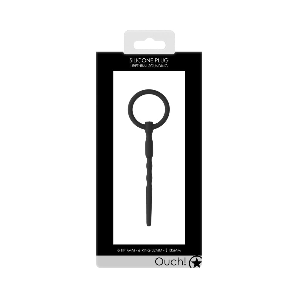 Ouch! Urethral Sounding - Silicone Plug - Black - 7 Mm