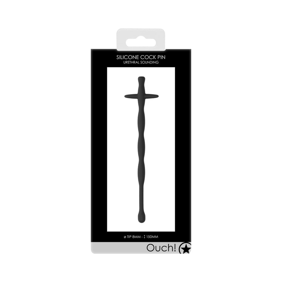 Ouch! Urethral Sounding - Silicone Cock Pin - Black - 8 Mm