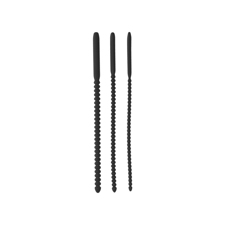Ouch! Urethral Sounding - Silicone Dilator Set - Black - 6/8/10 Mm