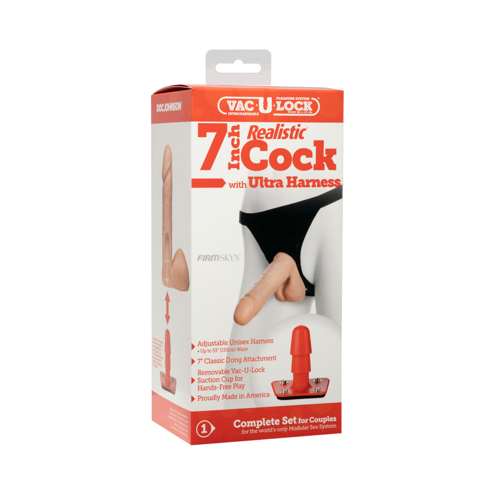 Vac-U-Lock 7" Realistic Dildo With Ultra Harness