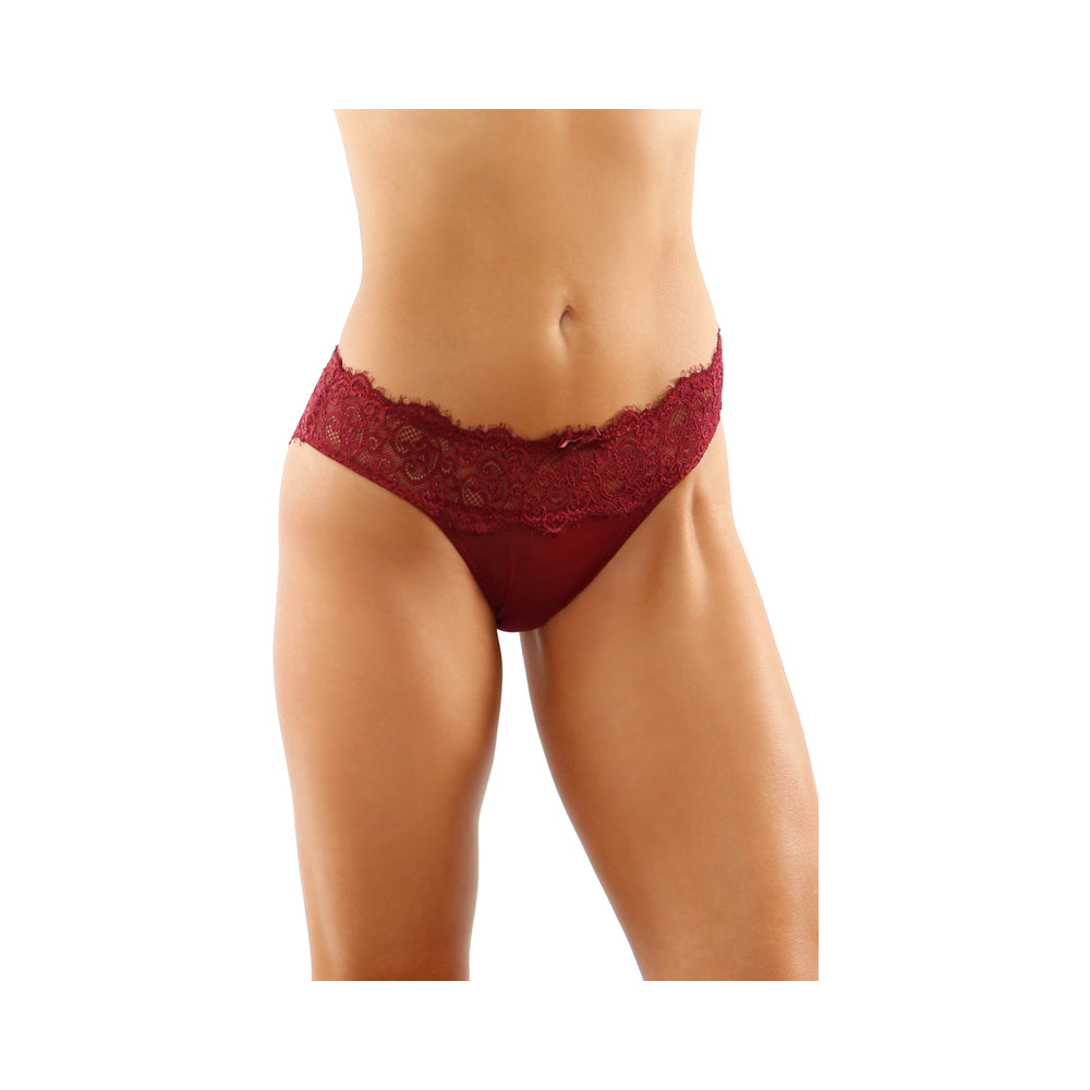 Ivy Lace Bikini Panty With Lattice Cut-Out Back Garnet L/Xl