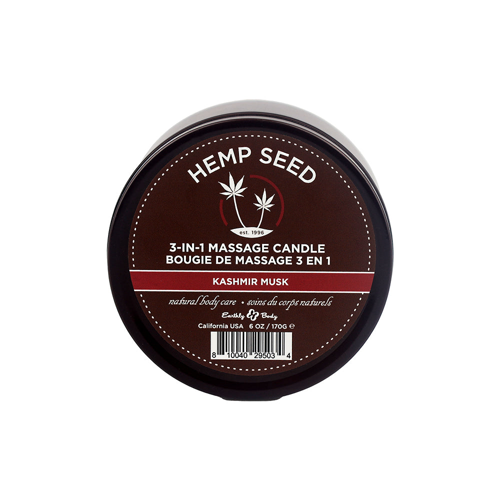 Earthly Body Suntouched Hemp Candle - 6 oz Round Tin Kashmir Musk