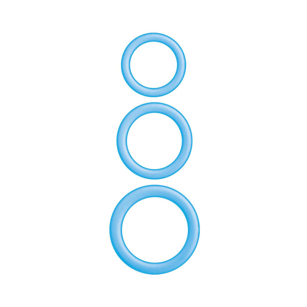 Enhancer Silicone Cockrings - Glow In The Dark Blue