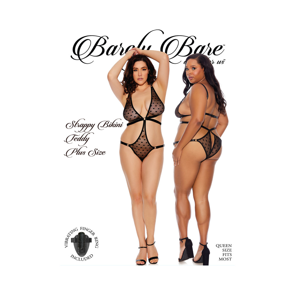 Barely B Strappy Bikini Teddy Blk Queen Size